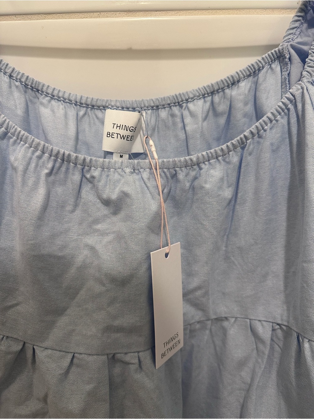 Things Between Light Blue Off-Shoulder Tiered Dress